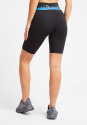 High Waisted Black Cycling Shorts with Logo Waistband