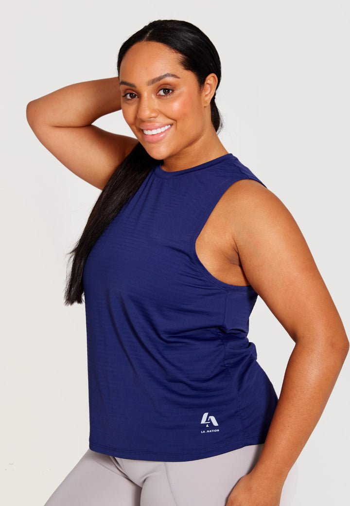 Performance High Neck Vest-Navy