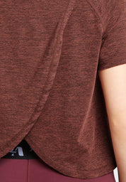 Short Sleeve T-Shirt With Cross Over Back-Burnt Orange