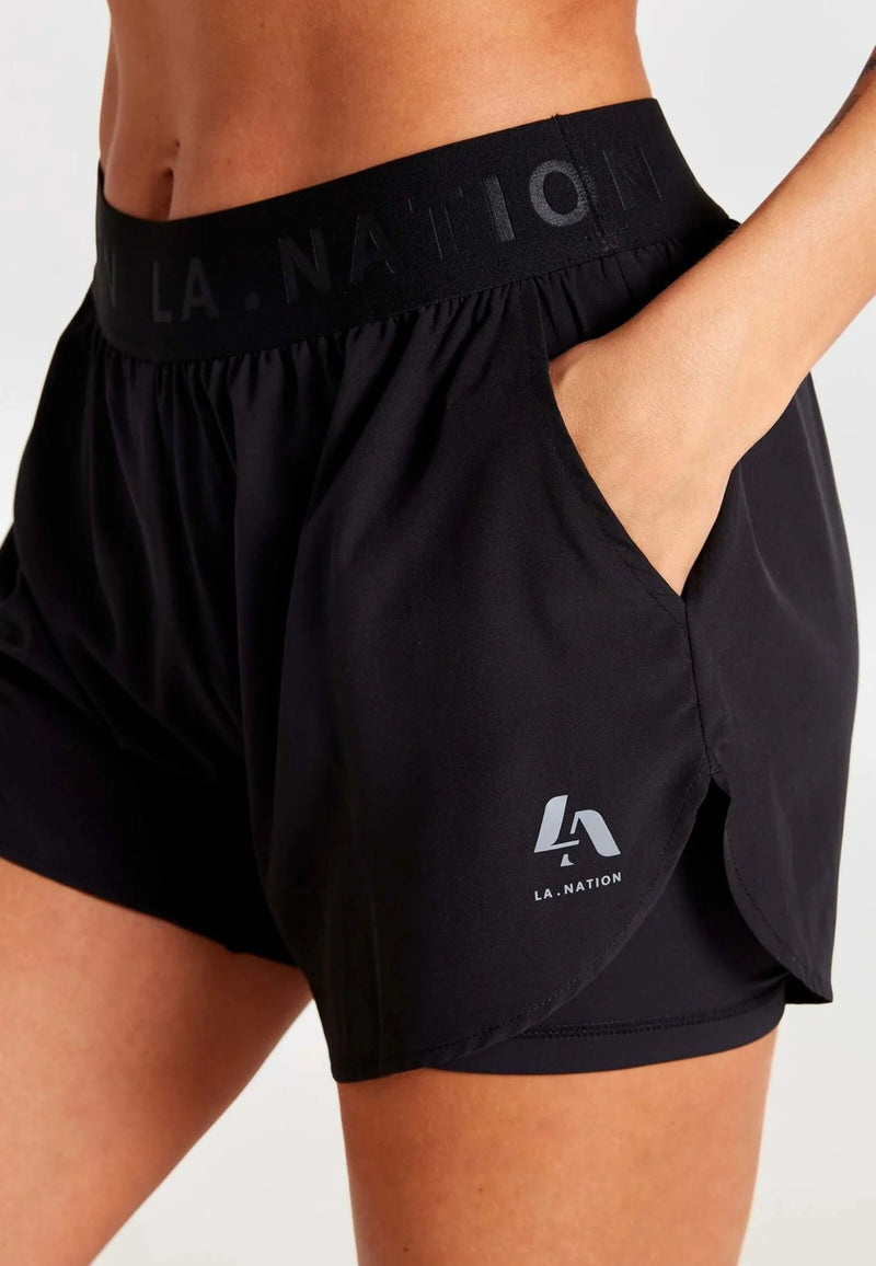 Performance Crop Top & Shorts Set-Black - LA Nation Activewear