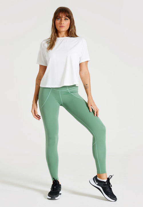 Ultra High Waisted 7/8 Length Green Gym Leggings - LA Nation Women's Activewear