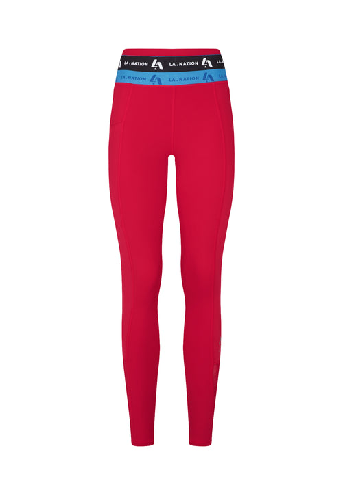 Full Length Leggings with Logo Waistband-Pink - LA Nation Activewear
