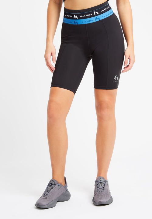 Cycling Shorts with logo waistband-black - LA Nation Activewear