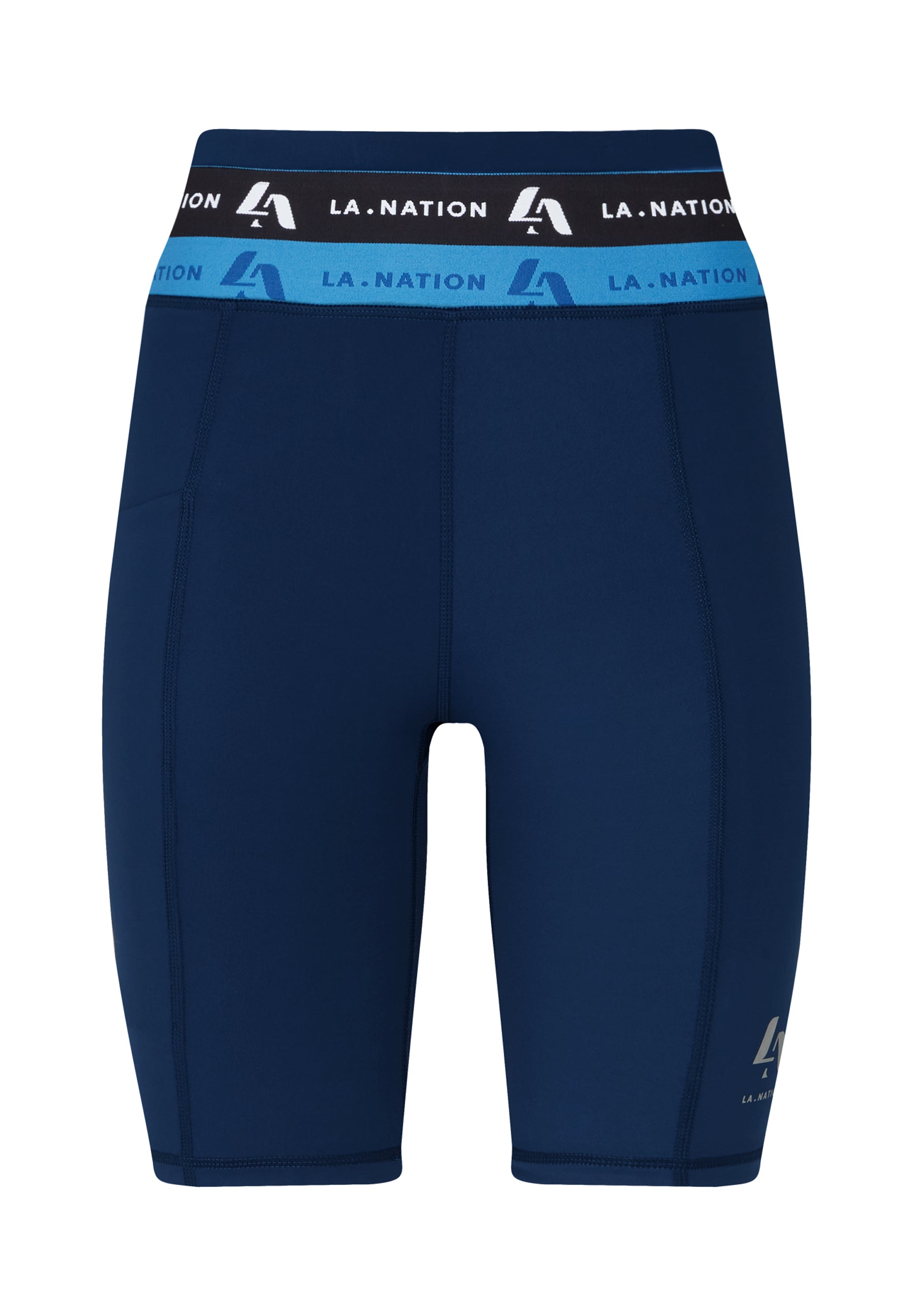 Dark Blue Cycling Shorts with Logo Waistband