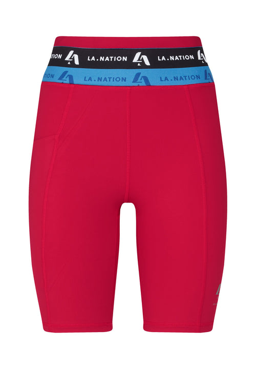 Cycling Shorts with Logo Waistband-Pink - LA Nation Activewear