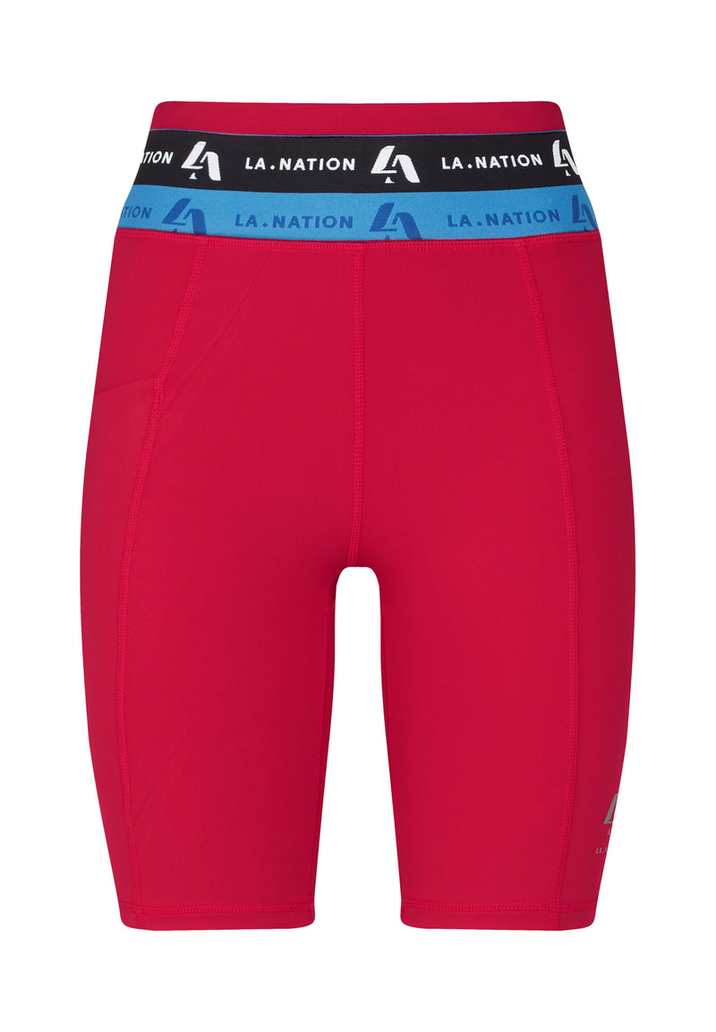 Cycling Shorts with Logo Waistband Pink LA Nation Activewear