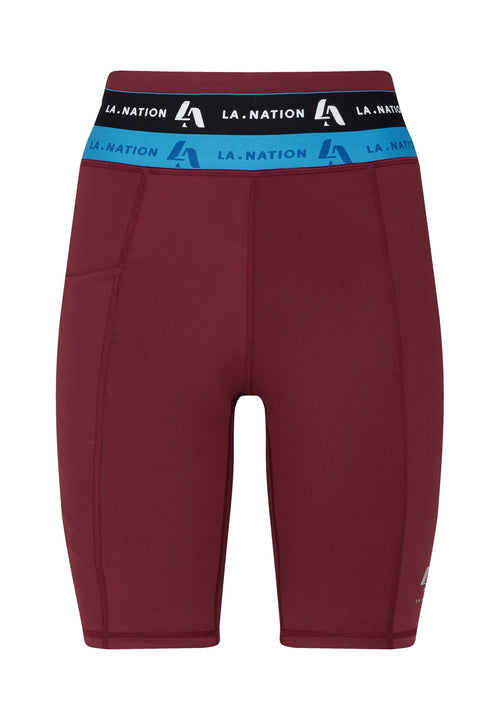 Cycling Shorts with logo waistband-purple - LA Nation Activewear