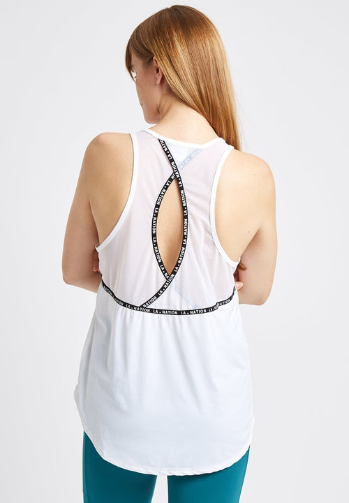 Flow Open Back Vest Top-White - LA Nation Activewear