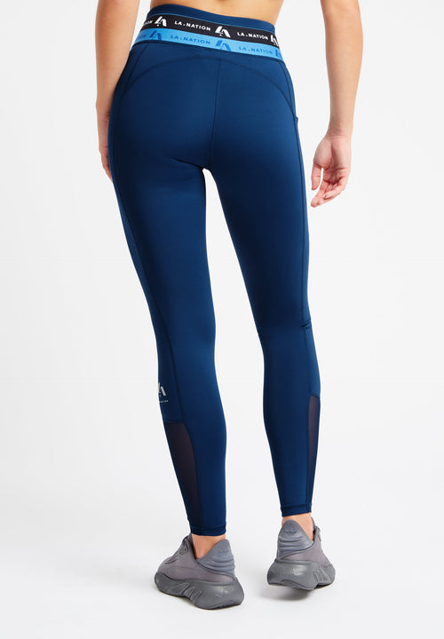 Leggings with logo waistband-dark blue - LA Nation Activewear