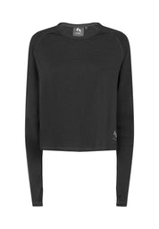 Long sleeve T-Shirt With Cross Over Back-Black