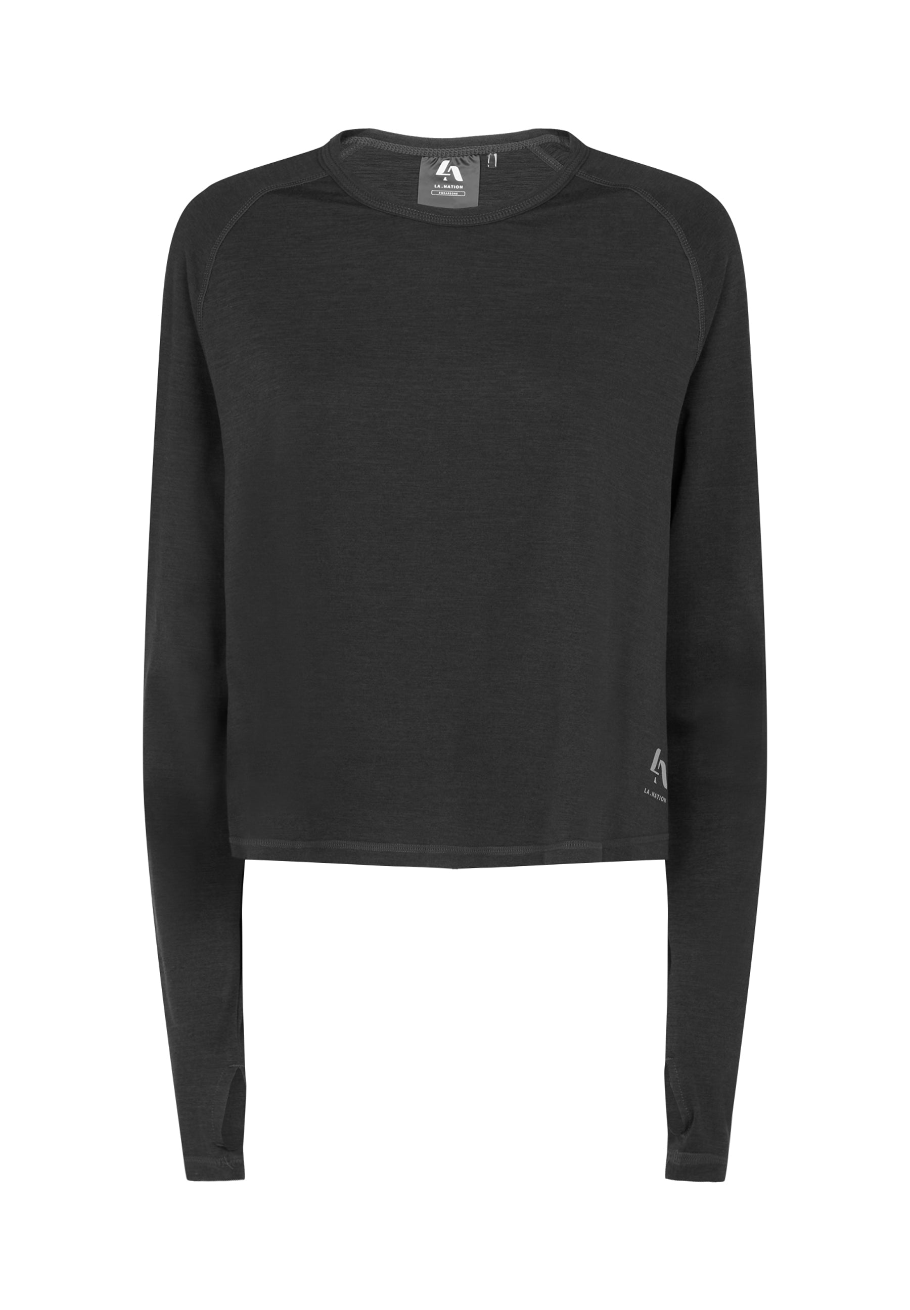 Long sleeve T-Shirt With Cross Over Back-Black