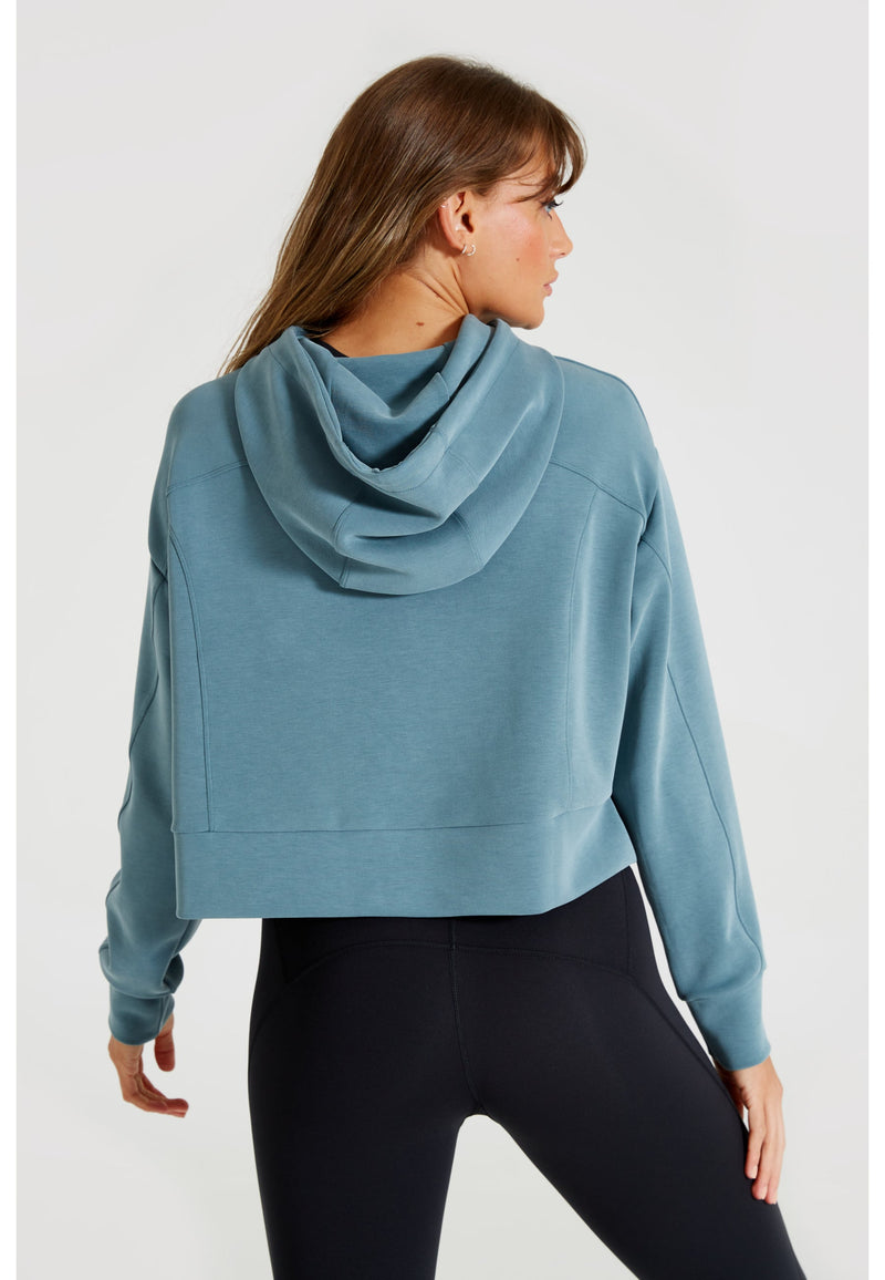 Light blue crop hoodie top