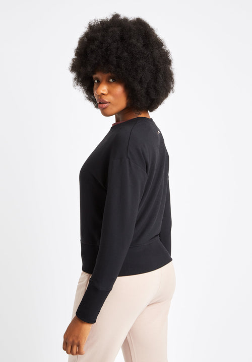 Lux Long Sleeve Crop Top-black - LA Nation Activewear