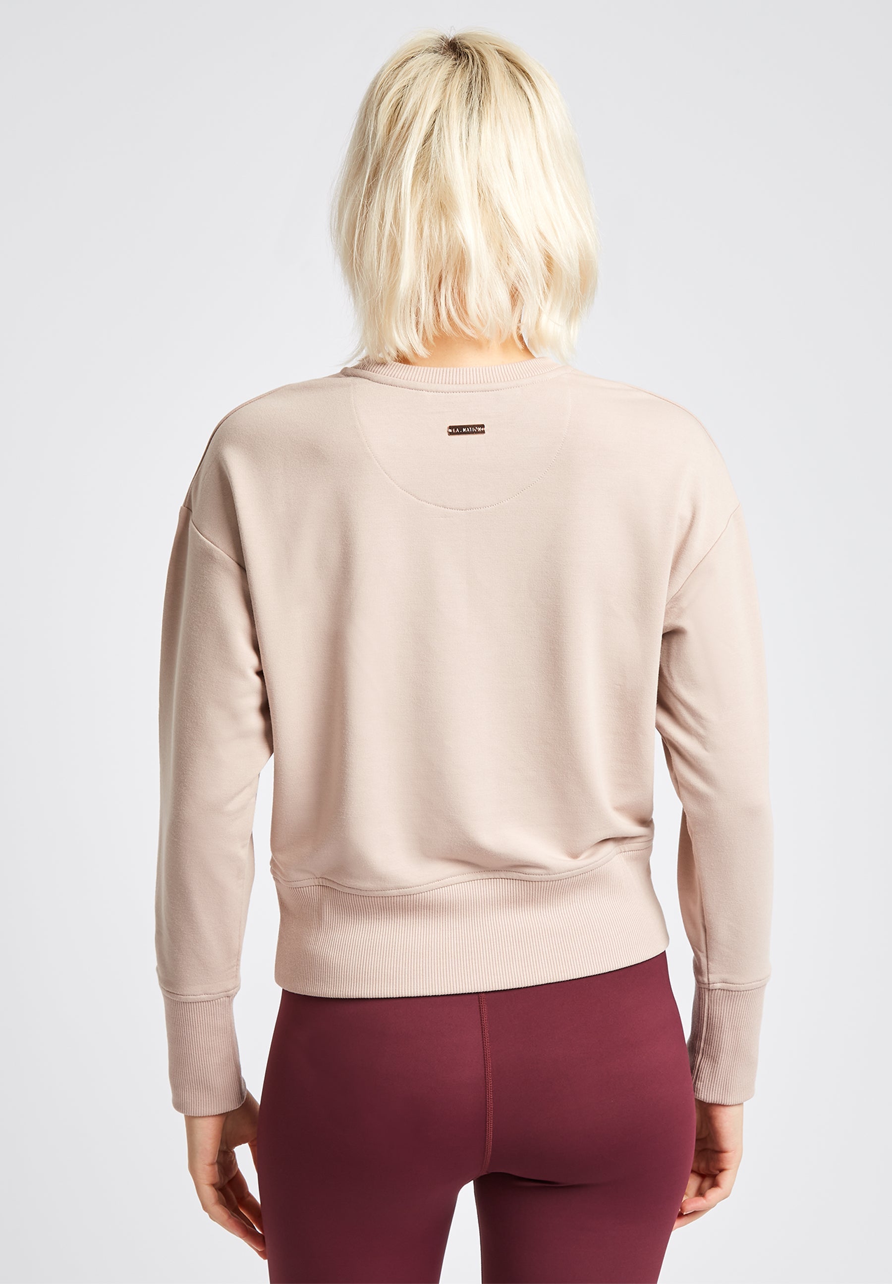 Lux Long Sleeve Crop Sweatshirt-Pink