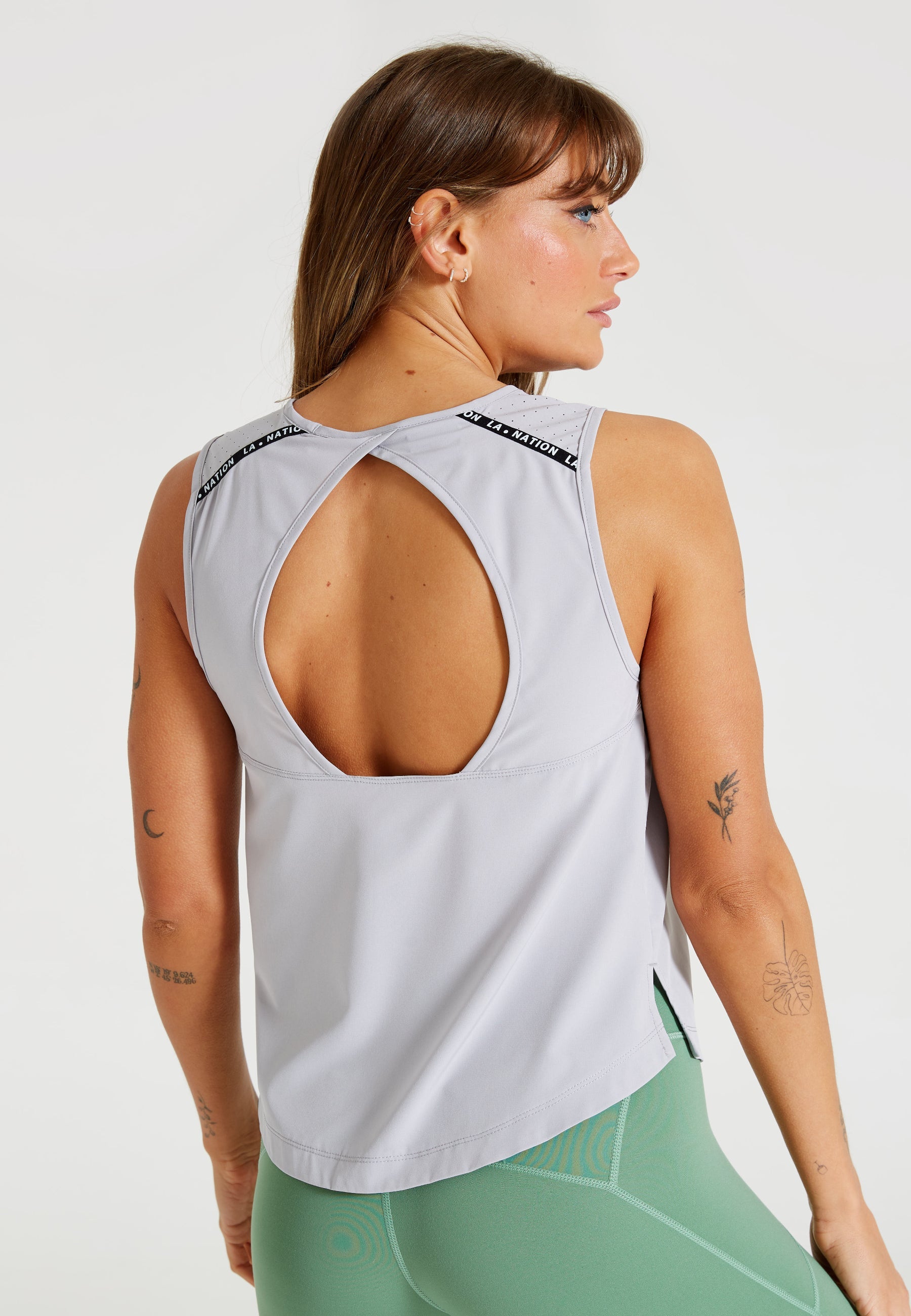 Open Back Sleeveless Top-Grey