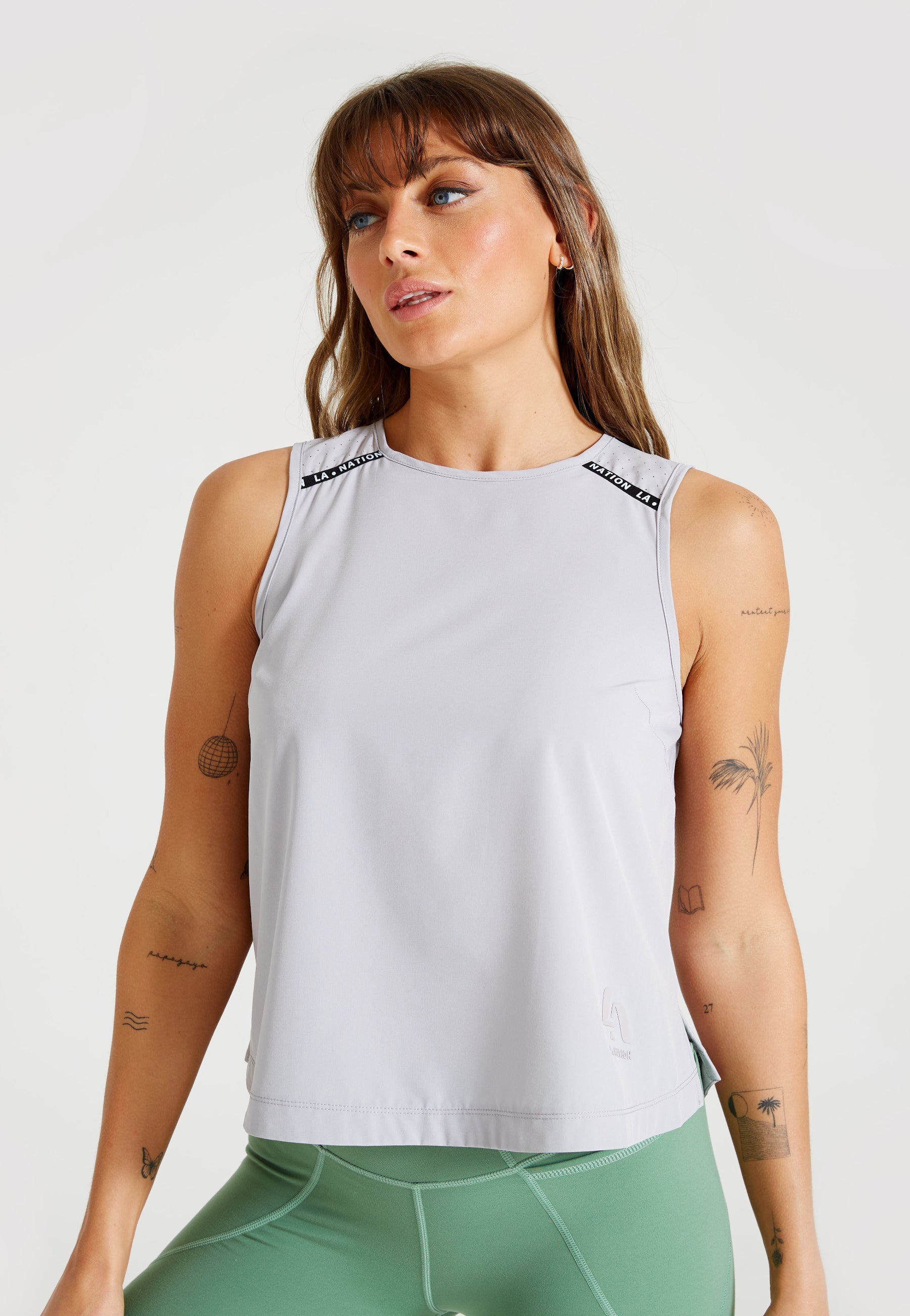 Open Back Sleeveless Top-Grey