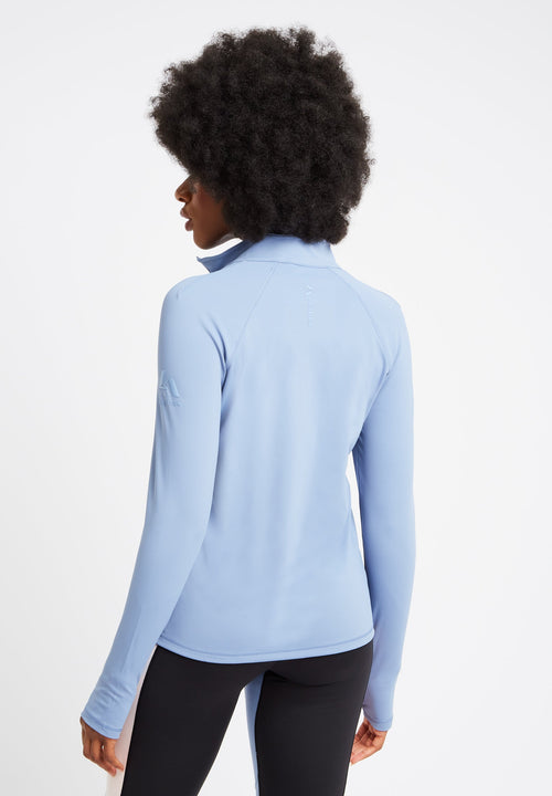 Performance Half Zip Long Sleeve Top-Cornflower Blue - LA Nation Activewear