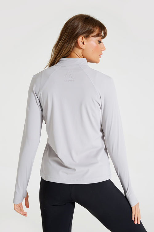 Performance Half Zip Long Sleeve Top-Grey - LA Nation Activewear