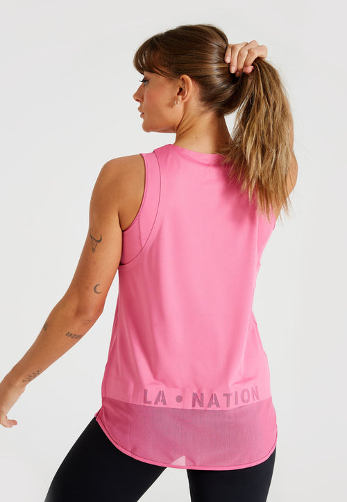 Performance Long Line Vest Top-Pink - LA Nation Activewear