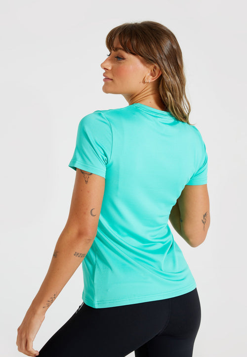 Performance Short Sleeve Crew Neck Logo T-Shirt-Aqua Green - LA Nation Activewear