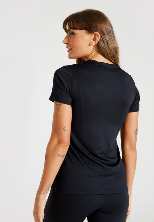 Performance Short Sleeve Crew Neck Logo T-Shirt-Black - LA Nation Activewear