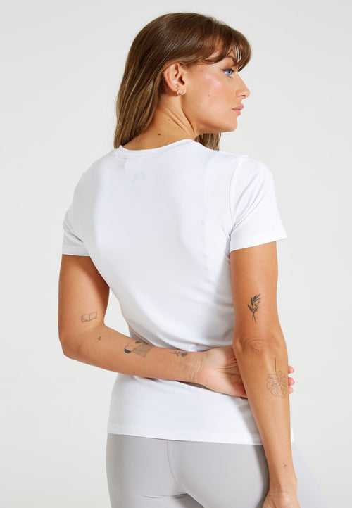 Performance Short Sleeve Crew Neck Logo T-Shirt-White - LA Nation Activewear