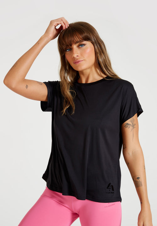 Short Sleeve Relaxed Fit T-Shirt- Black - LA Nation Activewear