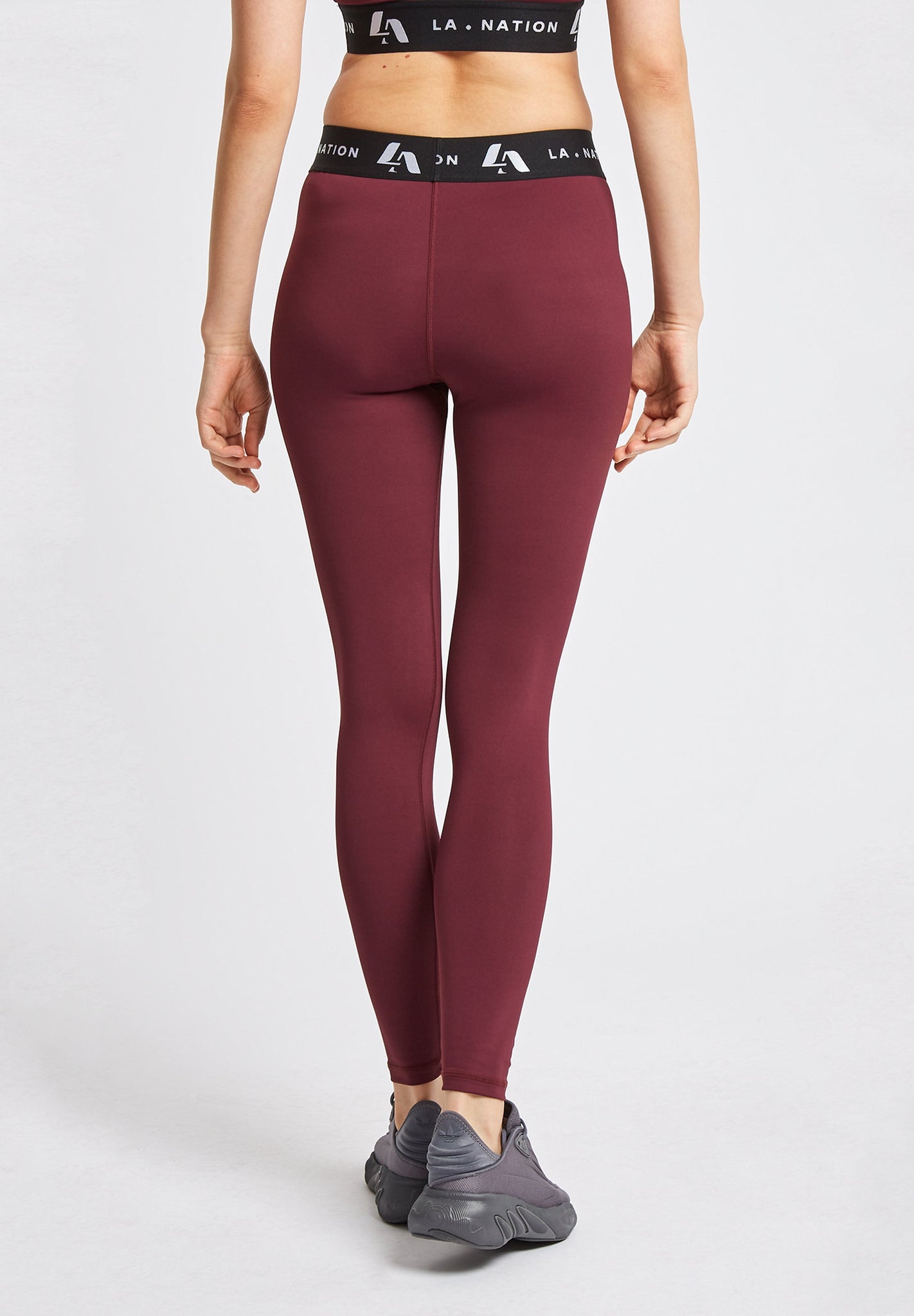Signature High Waisted Full Length Leggings Burgundy Purple LA Nation Activewear