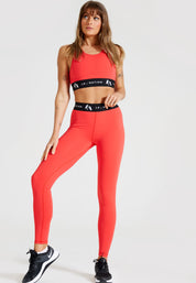 Signature High Waisted Full Length Leggings-Red