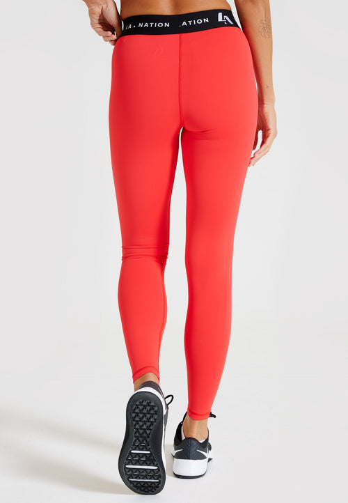 Signature High Waisted Full Length Leggings-Red - LA Nation Activewear