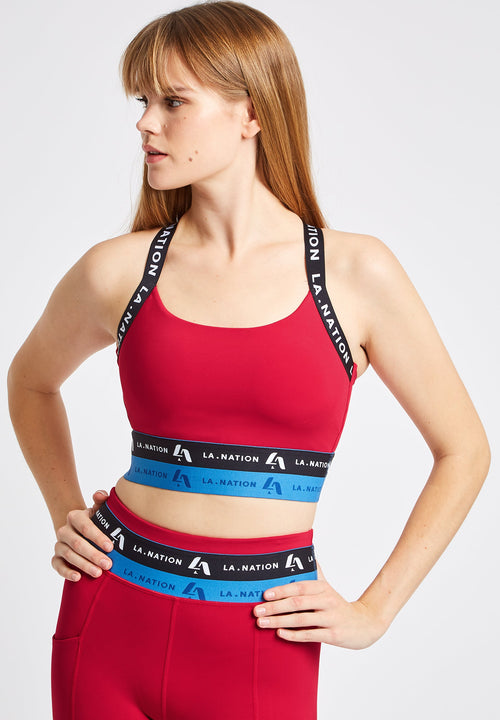 Sports Bra Top with Logo Straps-Pink - LA Nation Activewear