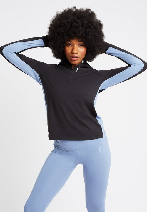 Ultra Contrast Half Zip Hoodie-Multi Black - LA Nation Activewear