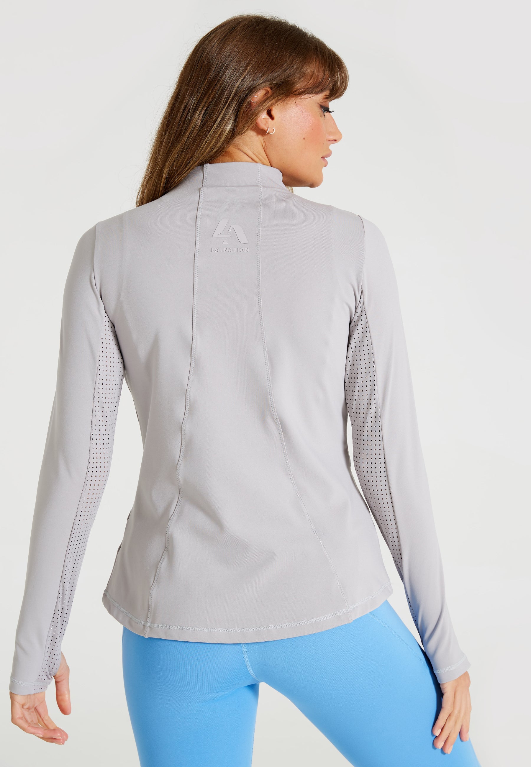 Ultra Long Sleeve Half Zip Sports Top-Grey