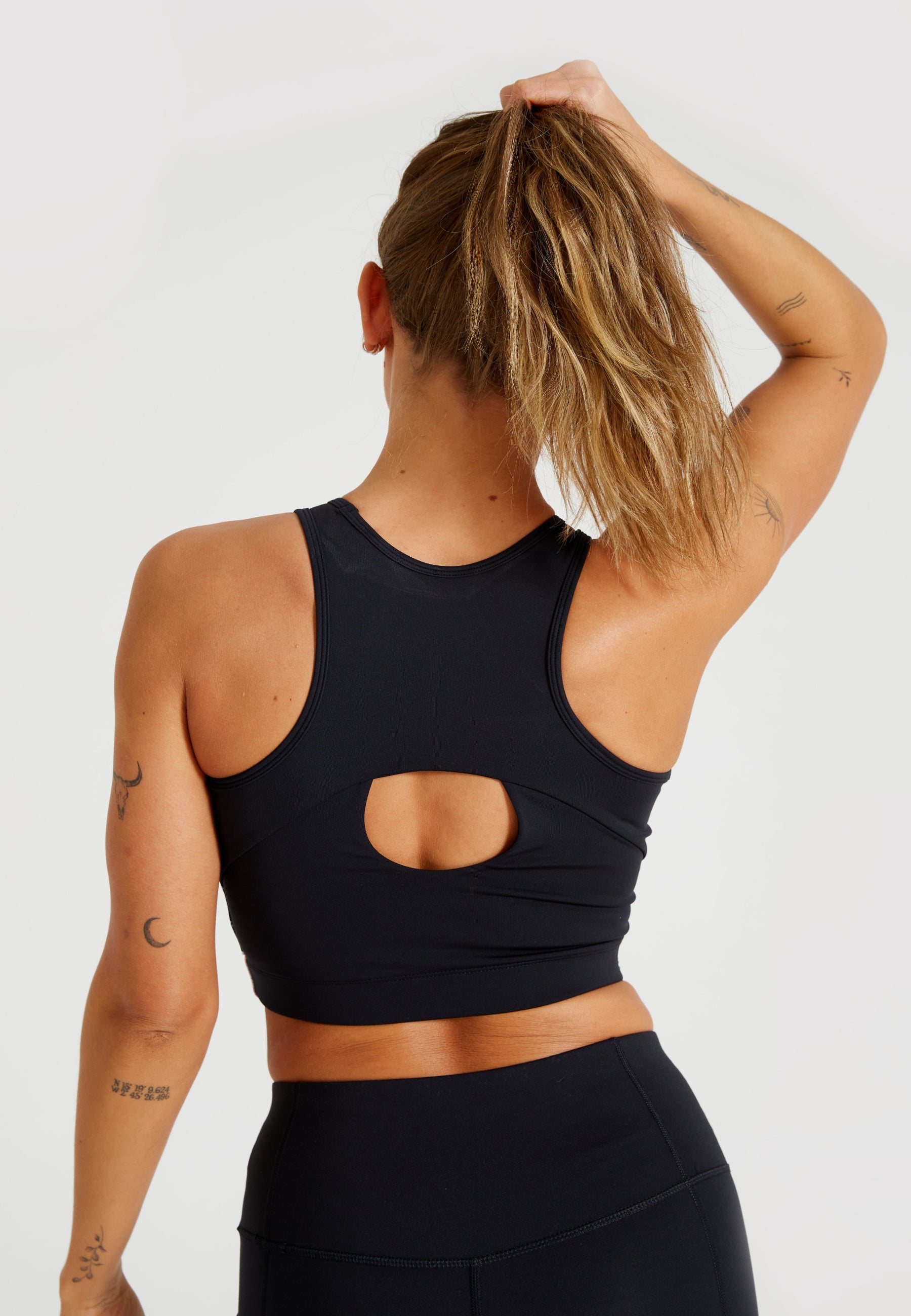Ultra Sleeveless Crop Top With Side Panels-Multi Black
